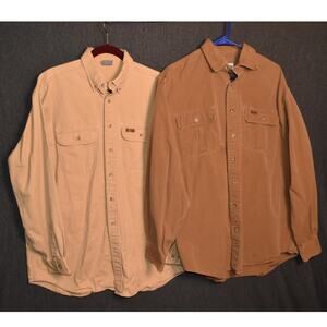 Lot of 2 Carhartt Men's Large Tall Heavy Cotton Work Shirts Long Sleeve